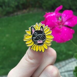 ✨BEST SELLER✨ Penny the Sunflower Frenchie Enamel Pin